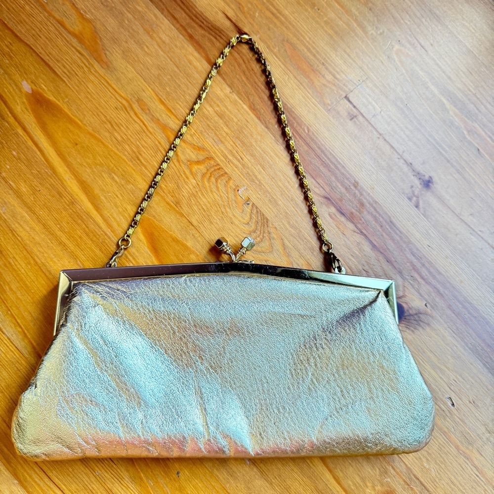 Carlos Fellini vintage leather gold formal bag